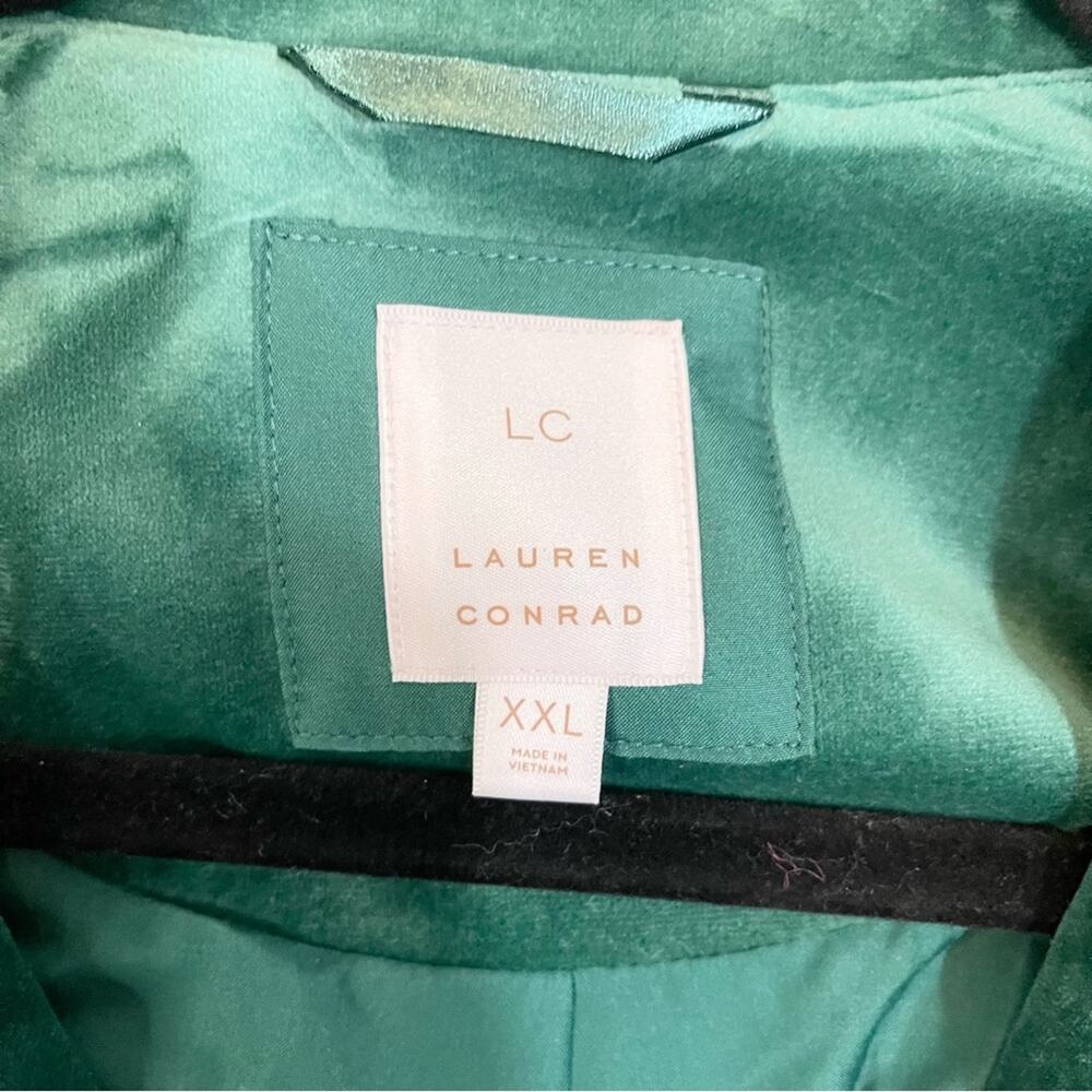 LC Lauren Conrad Collared Long Sleeve Full Zip Velvet Moto Jacket Green XXL NWT - Picture 6 of 11